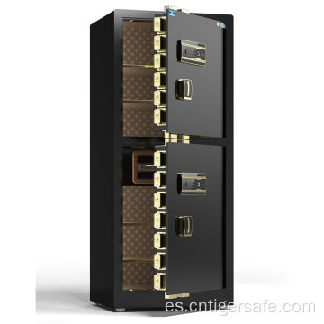 Tiger Safes Negro de 2 puertas de 180 cm de altura con bloqueo de huellas digitales